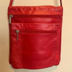 Vera Pelle Red Italian Leather Crossbody Bag